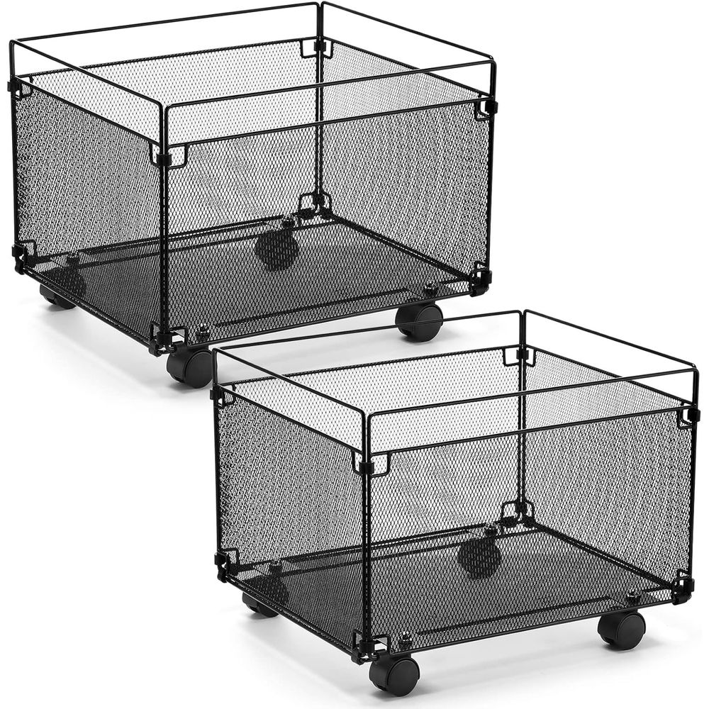 Rolling File Cart - 2-Pack Mesh Rolling Cart with Wheels,