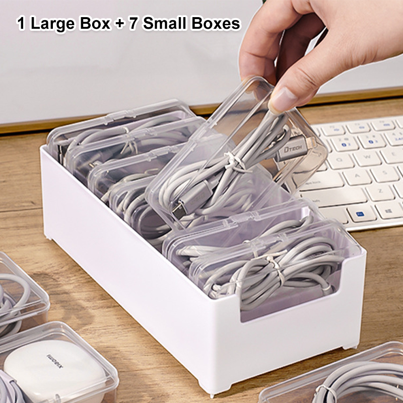 Cable Management Box - Transparent Data Cable Storage Box With