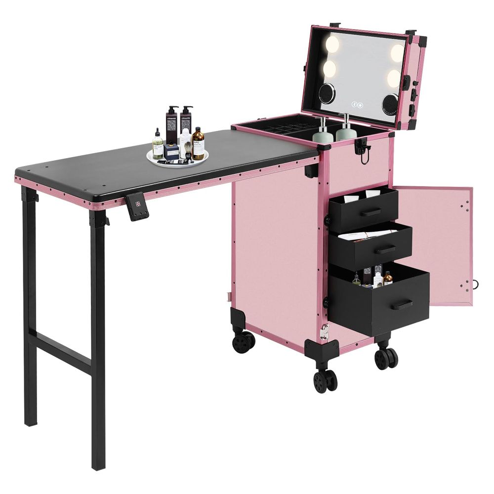 Rolling File Cart - Drawers Rolling Makeup Train Case, 4