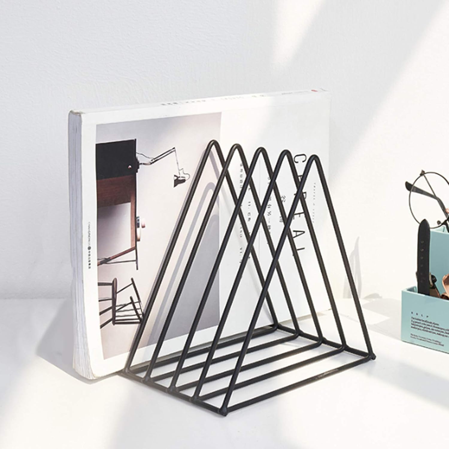 Home Office Image - 5-Slot Triangle File Holder, Metal Vinyl