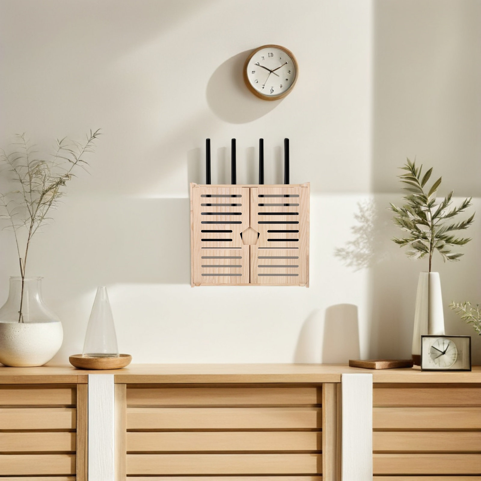 Cable Management Box - Wood WiFi Router Storage Box Wall