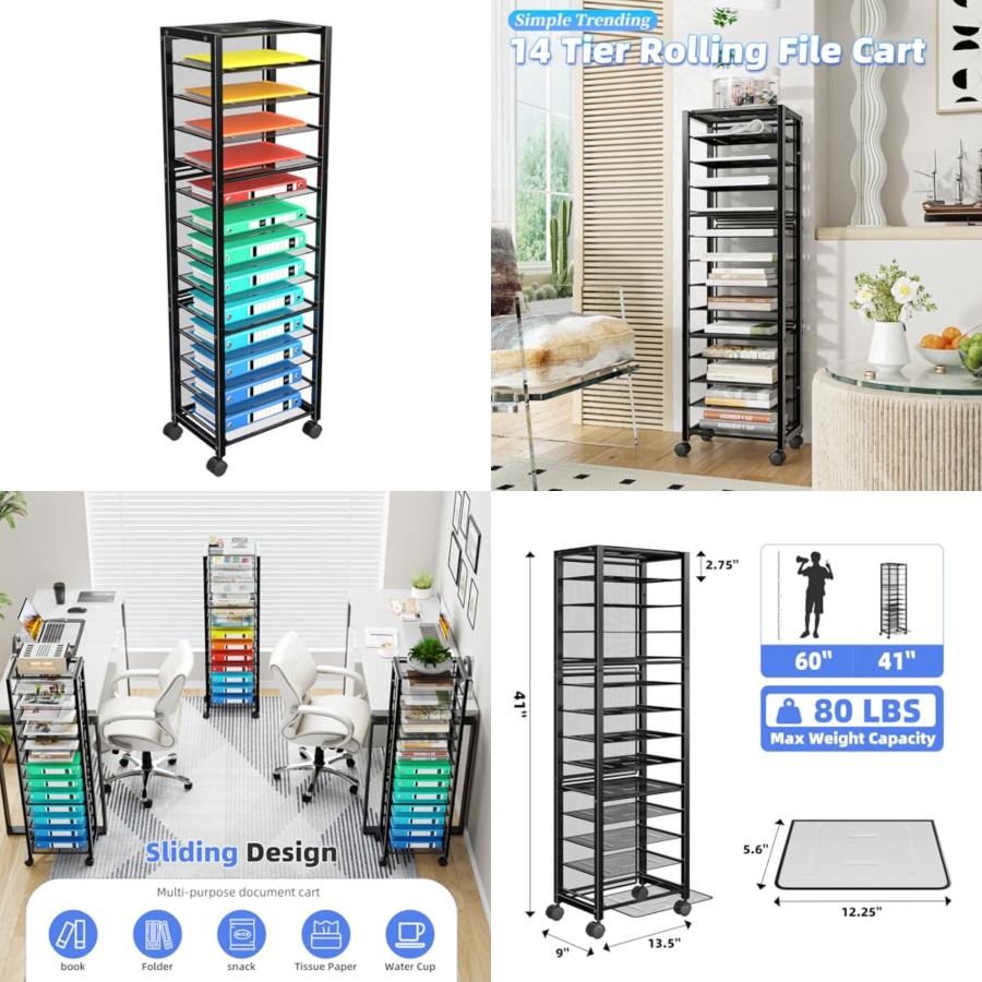 Rolling File Cart - Rolling File Cart, Desk File Organizer,