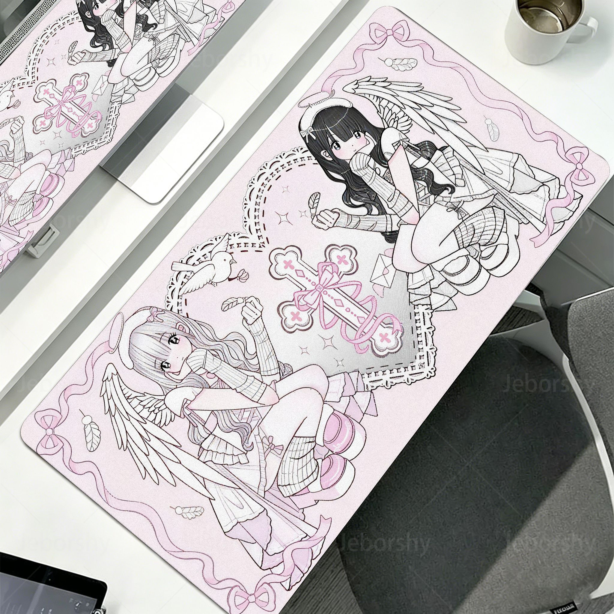 Anime Cute Angel Girls Mouse P - مراجعة Mousepad Xl Extended وسعره