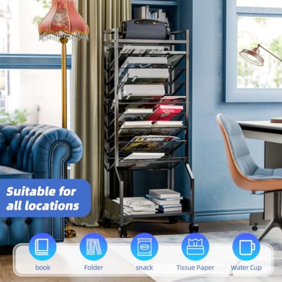 10 Tier Rolling File Cart Desk - مراجعة Rolling File Cart وسعره