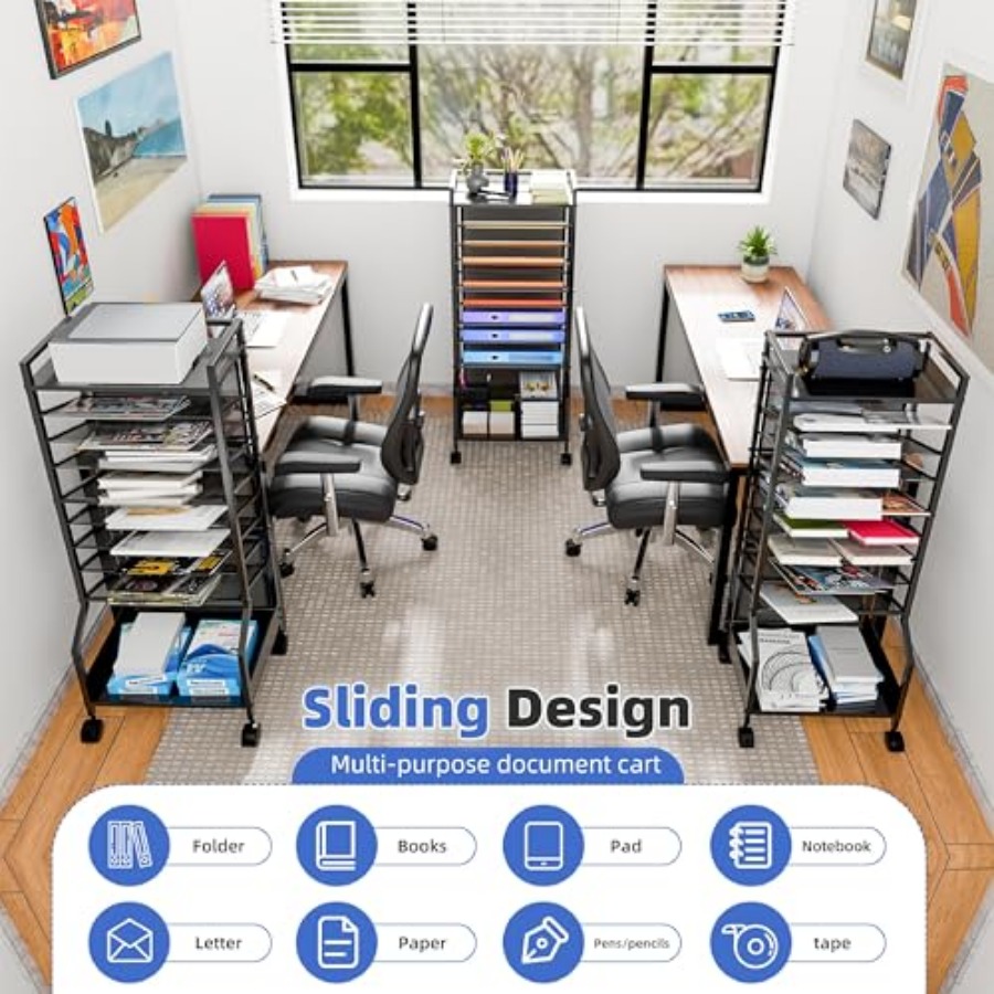 10 Tier Rolling File Cart Desk - مراجعة Rolling File Cart وسعره