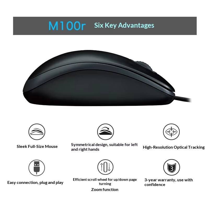 Logitech M100R 1000DPI Optical - مراجعة Home Office For Mac وسعره