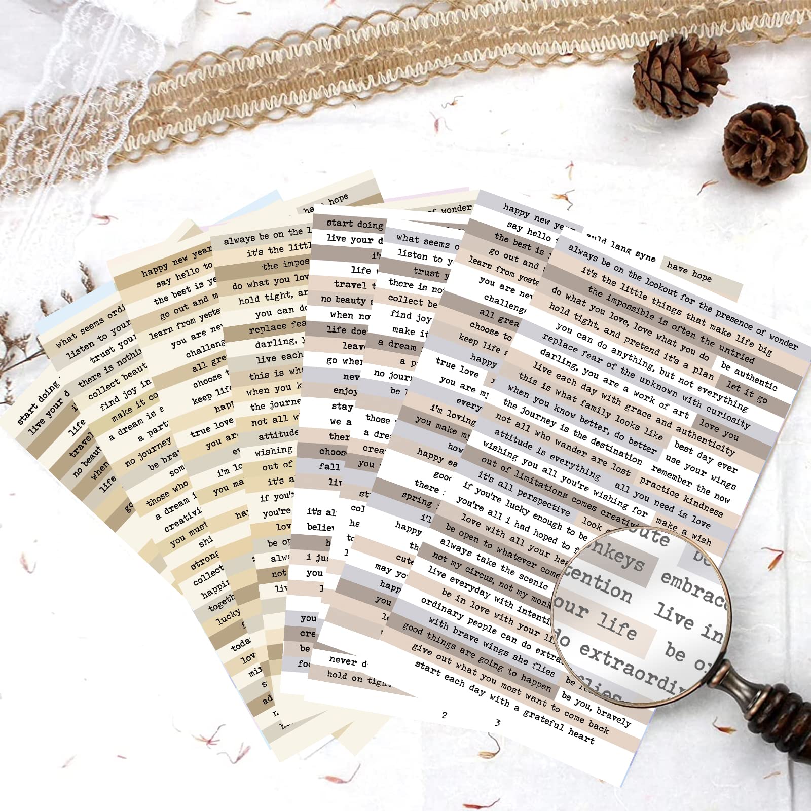 8pcs Brown Notes Quote Sticker - مراجعة Home Office Quotes وسعره