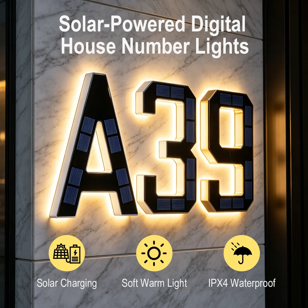 12CM Solar House Number Lights - مراجعة Home Office Number وسعره