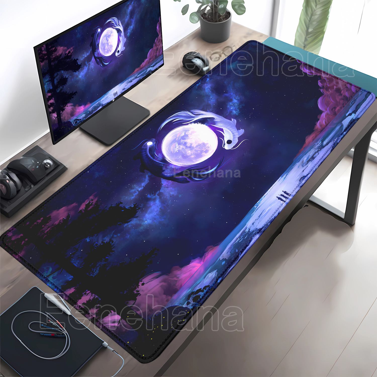 Koi Yinyang Black and White Mo - مراجعة Mousepad Xl Extended وسعره
