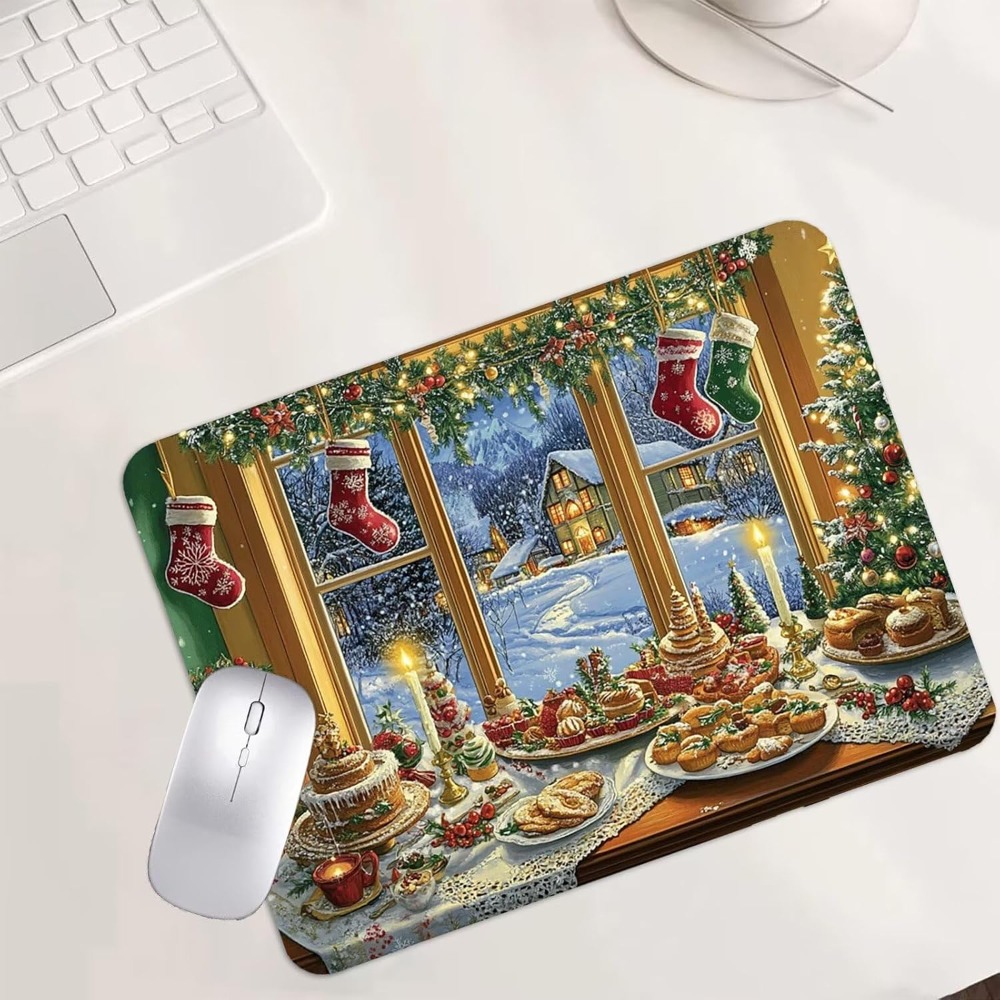 Christmas Food Window Scene La - مراجعة Mousepad Xl Extended وسعره