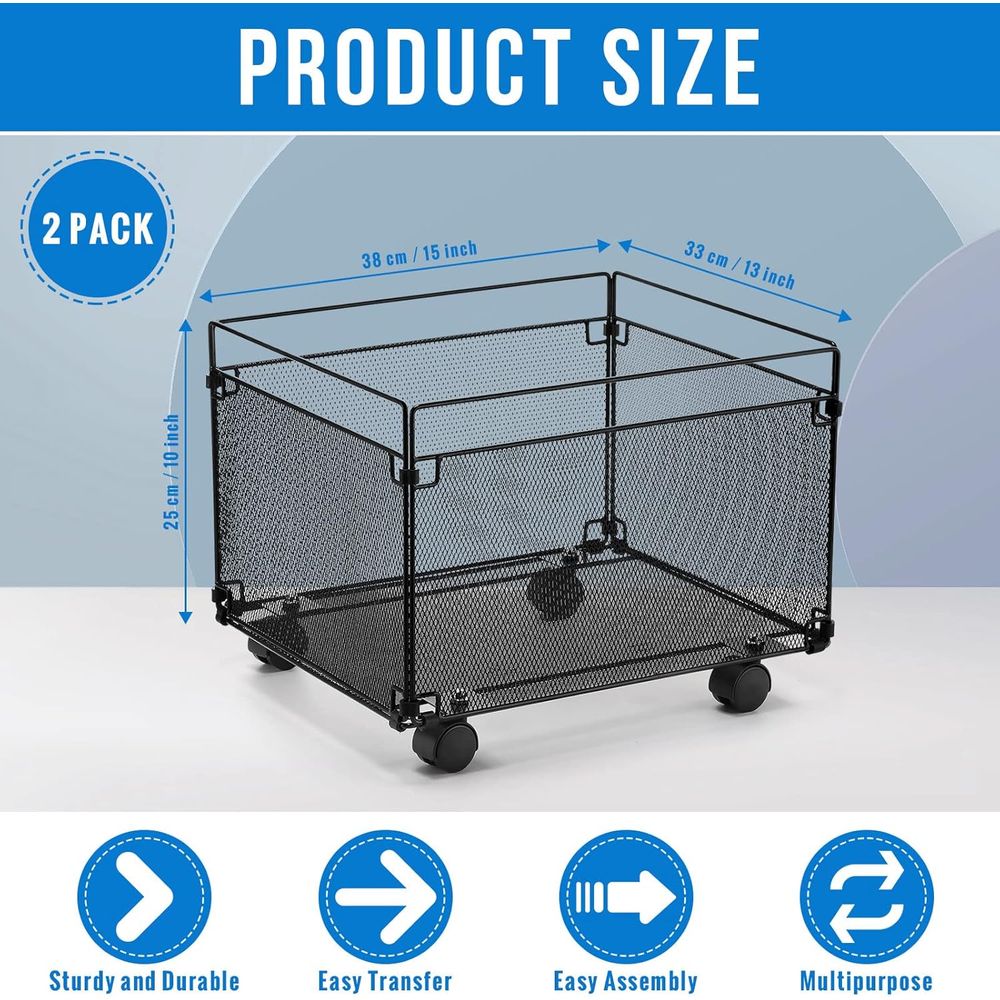 2-Pack Mesh Rolling Cart with  - مراجعة Rolling File Cart وسعره