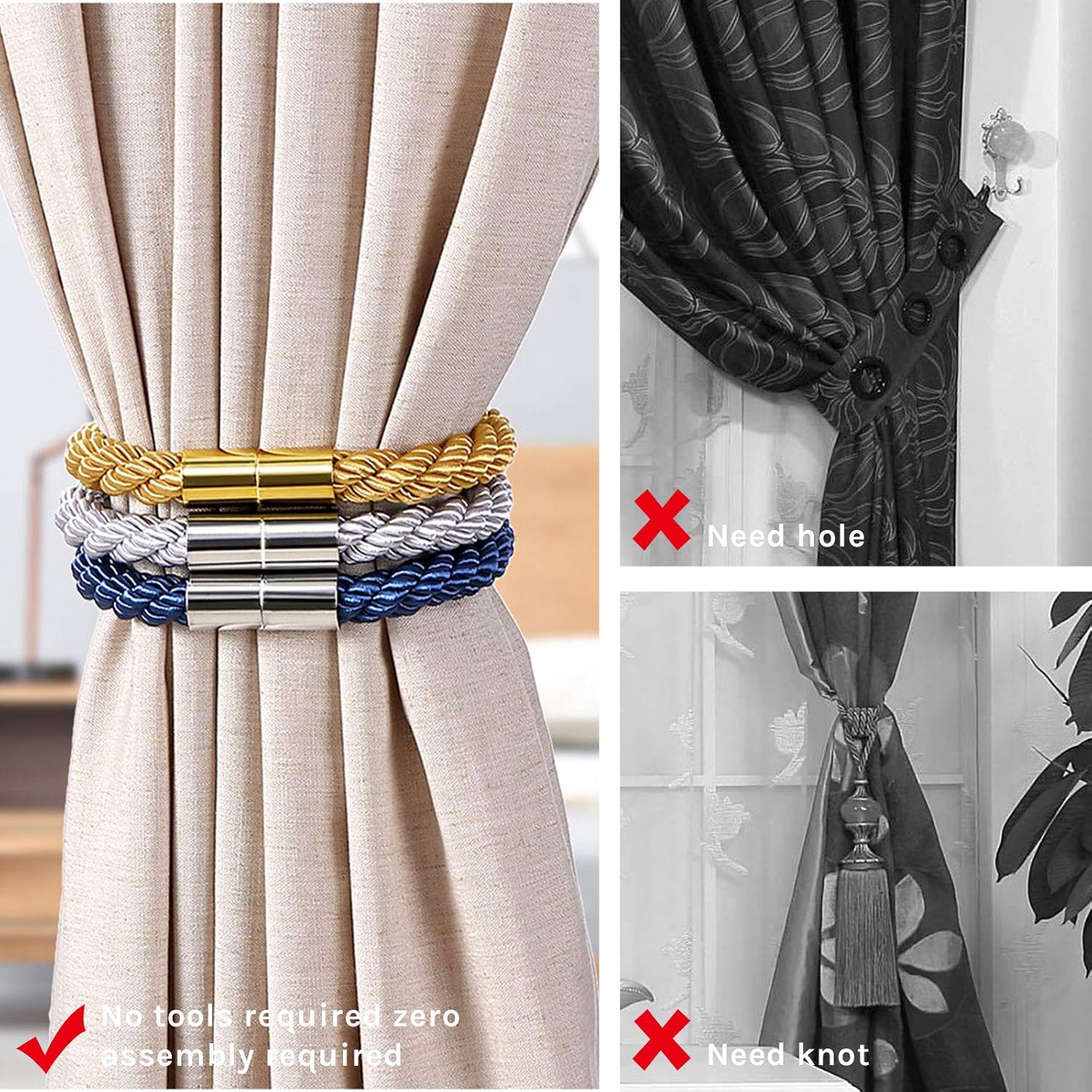 Magnetic Curtain Tiebacks 2 Pa - مراجعة Home Office Image وسعره