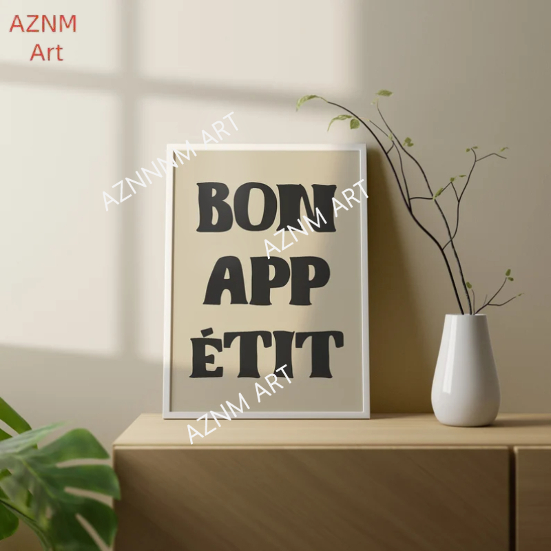 1pc Bon Appetit Art Poster Fre - مراجعة Home Office Quotes وسعره