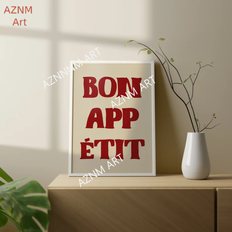 1pc Bon Appetit Art Poster Fre - مراجعة Home Office Quotes وسعره