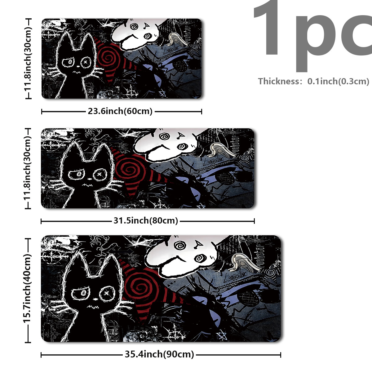 Dark Aesthetic Gothic Cat And  - مراجعة Mousepad Xl Extended وسعره