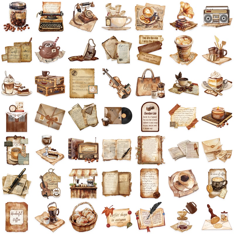 50PCS Vintage Coffee Letter PE - مراجعة Home Office Quotes وسعره