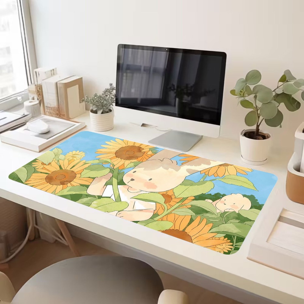 Kawaii Rabbit Sunflower Desk M - مراجعة Mousepad Xl Extended وسعره