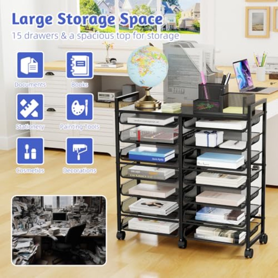 Rolling File Storage Cart 15-T - مراجعة Rolling File Cart وسعره