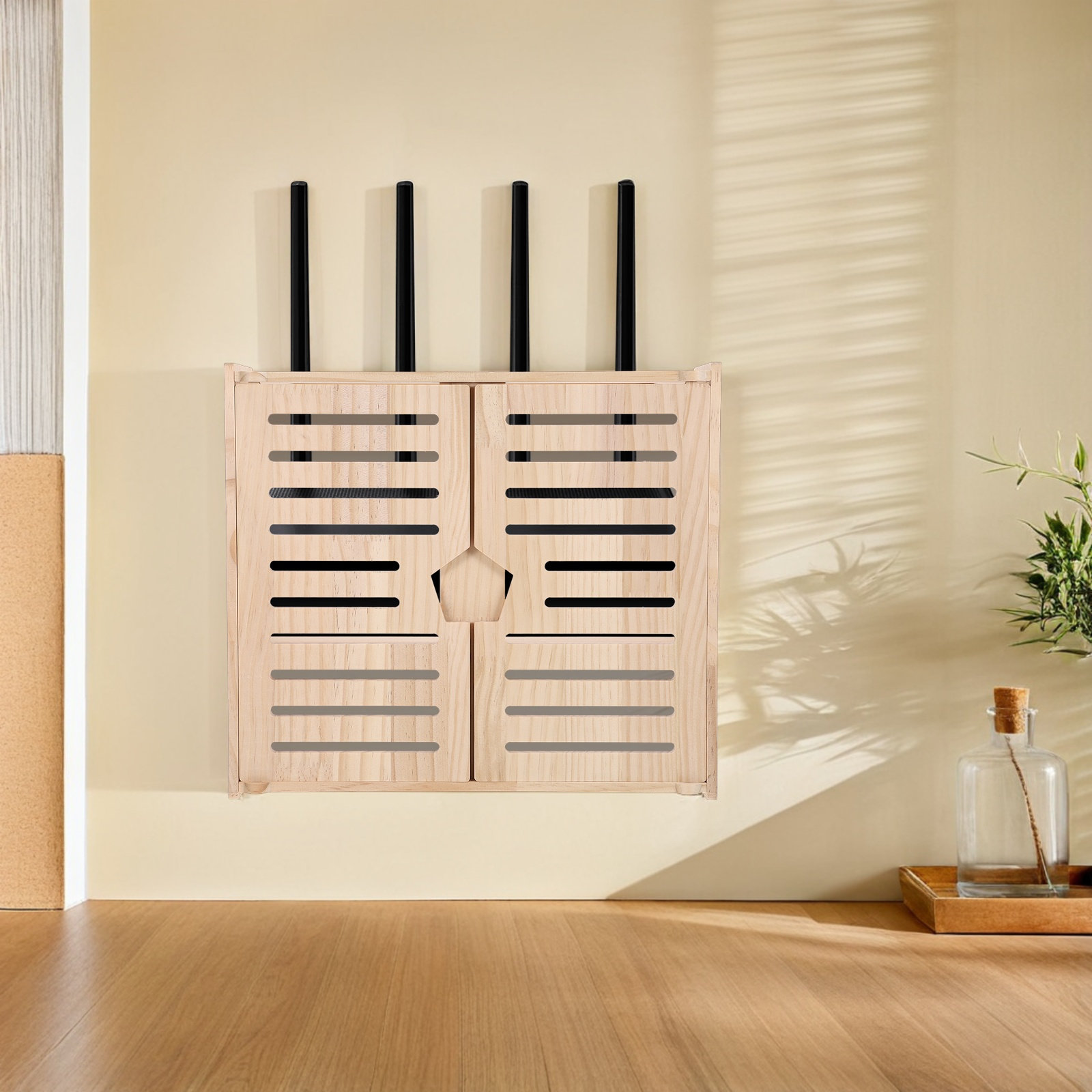 Wood WiFi Router Storage Box W - مراجعة Cable Management Box وسعره