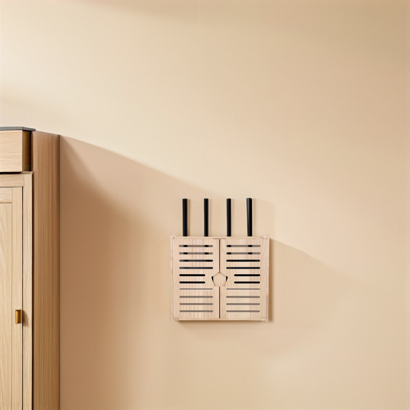 Wood WiFi Router Storage Box W - مراجعة Cable Management Box وسعره
