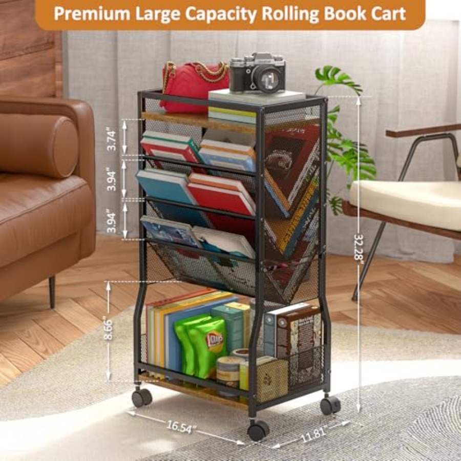 8 Tier Rolling Book Cart with  - مراجعة Rolling File Cart وسعره