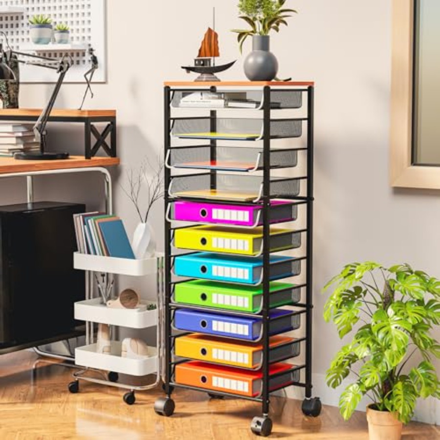 12 Tier Rolling File Cart, Woo - مراجعة Rolling File Cart وسعره