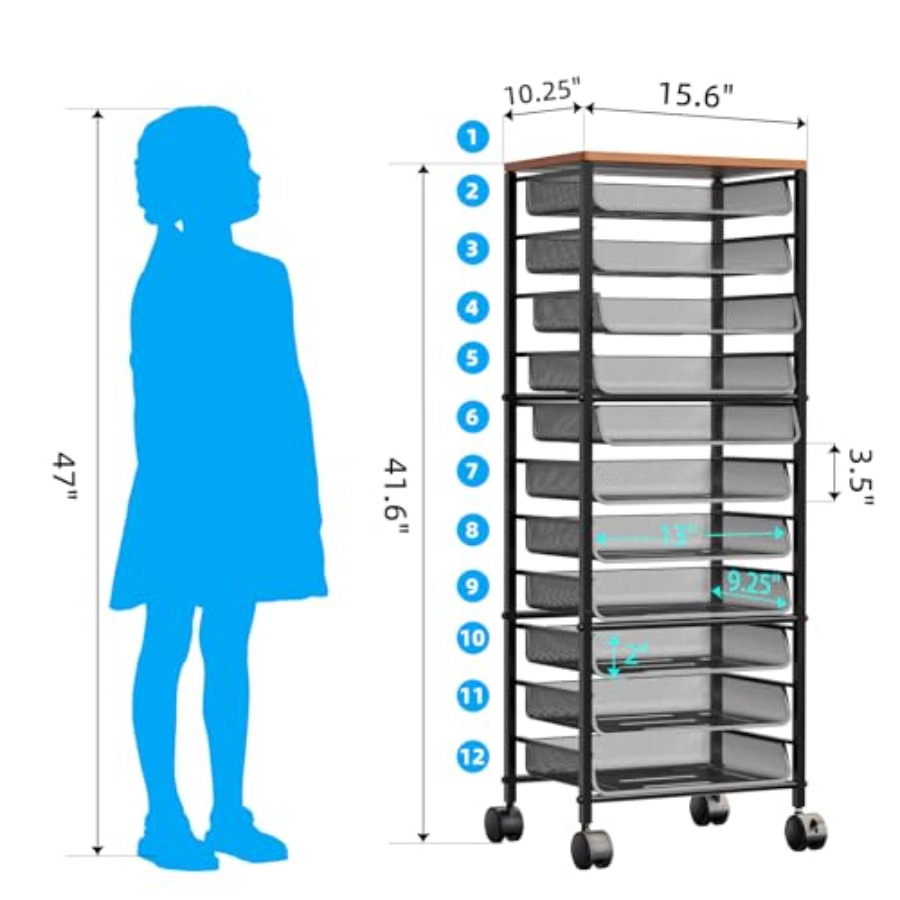 12 Tier Rolling File Cart, Woo - مراجعة Rolling File Cart وسعره