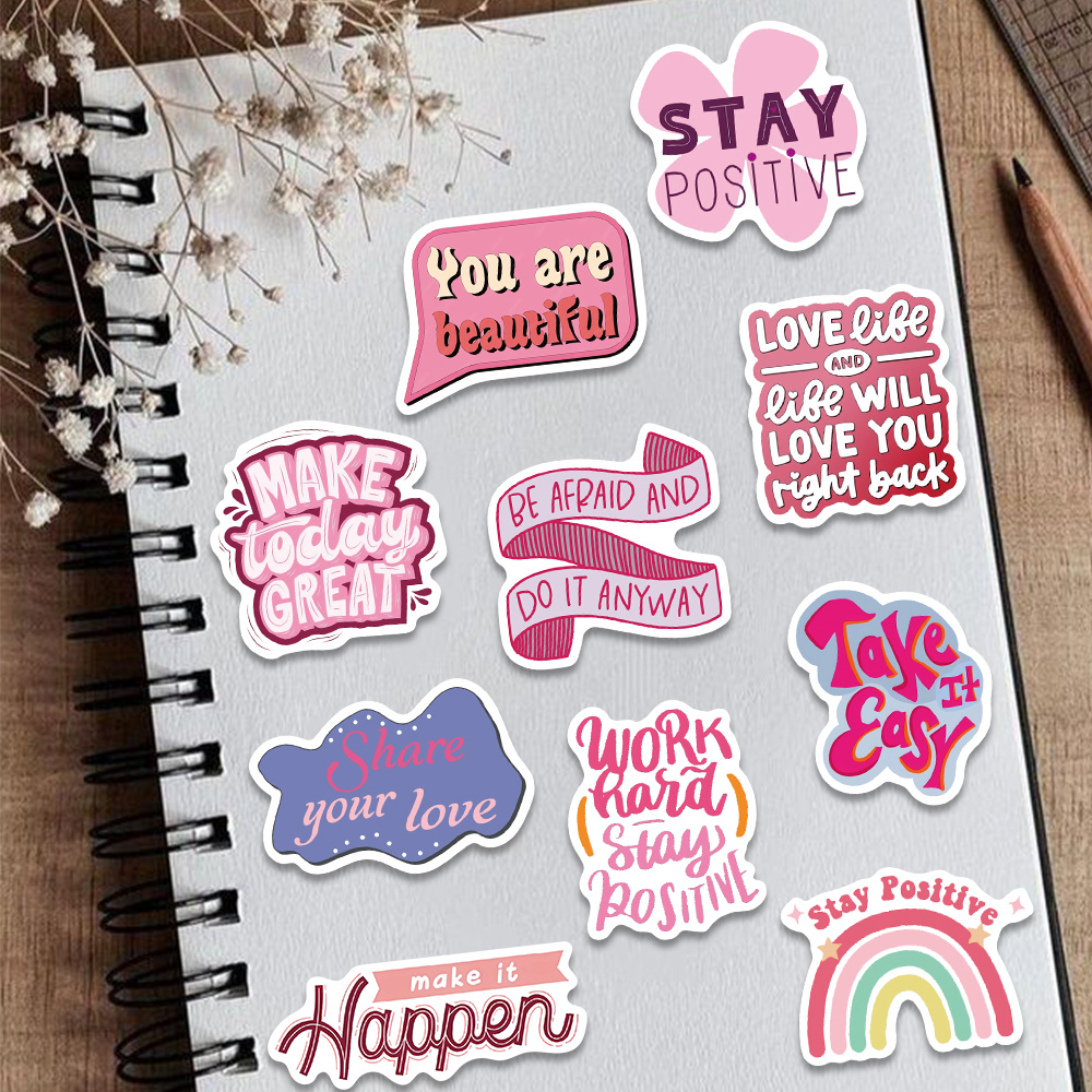50pcs Pink Inspirational Phras - مراجعة Home Office Quotes وسعره