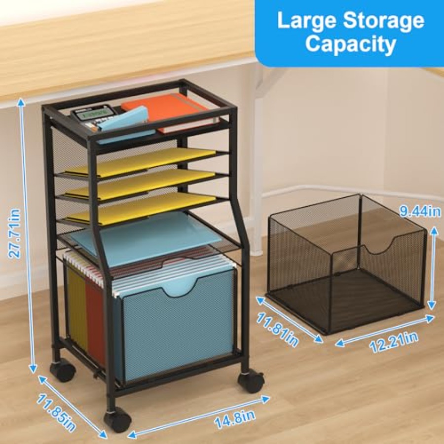 Rolling File Cart 6-Tier Desk  - مراجعة Rolling File Cart وسعره